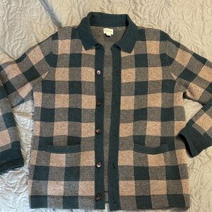 J. Crew Men's Merino wool-blend polo cardigan sweater, Medium